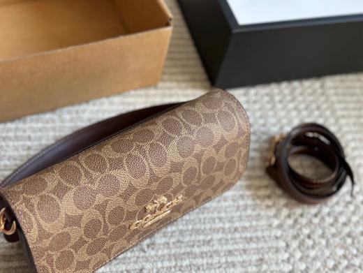 COACH蔻驰 Brynn 23 品牌徽标推锁开合 人造革拼牛剖层革 斜挎单肩包 中号 女款 棕黄色拼棕色（CB） 商品图2