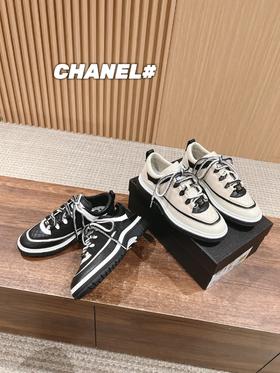 香奈儿 新款 米兰走秀运动鞋  双C方圆头系带休闲鞋（DBG）