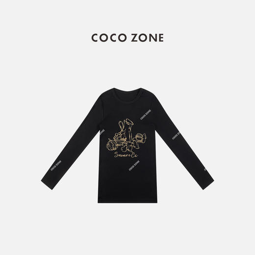 COCO ZONE 刘一一 秋季设计感长袖T恤修身显瘦圆领上衣CC2C2260 商品图0