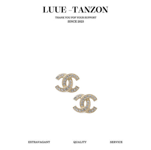 香奈儿-浅金色/银 mini经典双C耳钉（XTY） 商品图0