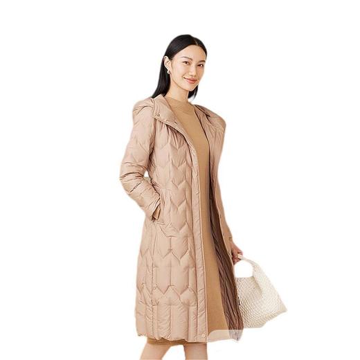 波司登 女长款连帽腰带长袖羽绒服 B40134172HT 商品图1