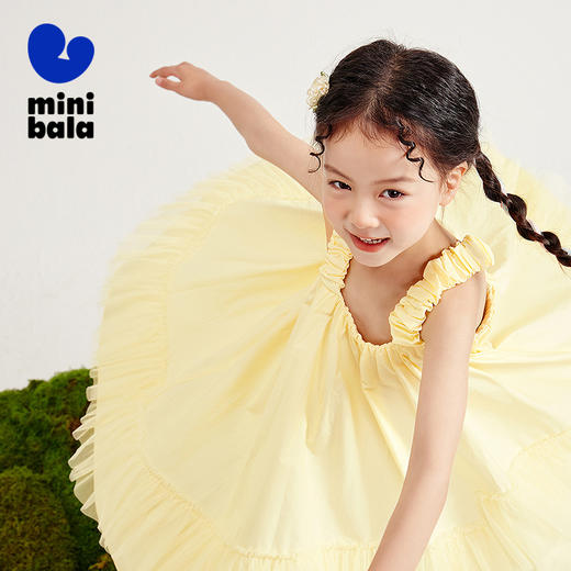 迷你巴拉女童宝宝亲肤柔软透气纯棉甜美网纱吊带连衣裙 商品图0
