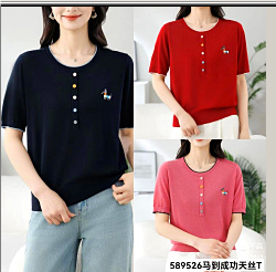 589526马到成功天丝针织衫，藏蓝色