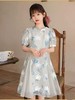 【孩提精灵】蓝色旗袍风刺绣花朵童连衣裙-喜出 商品缩略图1