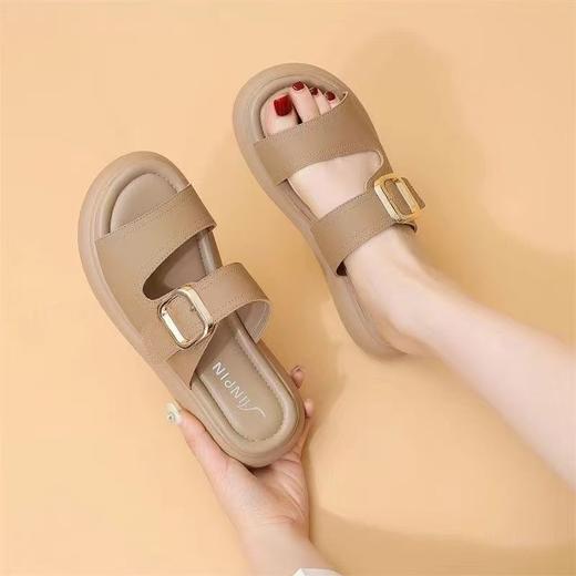 【不仅穿着舒适！上脚也是美不行不行啦~】爆款仙女风一字凉拖女夏季外穿新款百搭配裙踩屎感百搭拖鞋。ry 商品图3