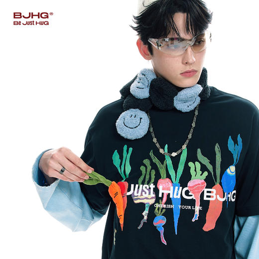 BJHG不计后果 胡萝卜毛绒贴贴短袖t恤配饰趣味潮流设计感衣服饰品 商品图3