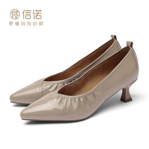 真皮尖头细跟单鞋女2025夏季新款舒适软底不累脚高跟鞋浅口工作鞋X5Q134-123 商品图3