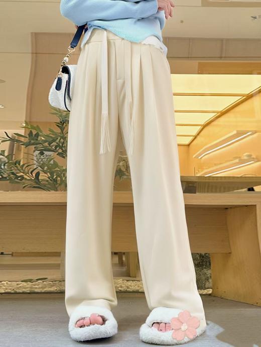 双十二福利！【诗铭洛可】MJ195云感裤流苏腰带绳休闲直筒裤 商品图3