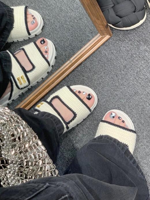 缪缪 两带魔术贴!!编织 厚底拖鞋（HC） 商品图8