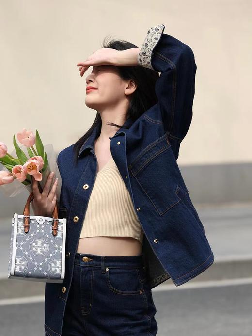 TB-MONOGRAM JACQUARD MINI N/S TOTE秋冬新款竖版复古风托特包（SS） 商品图11