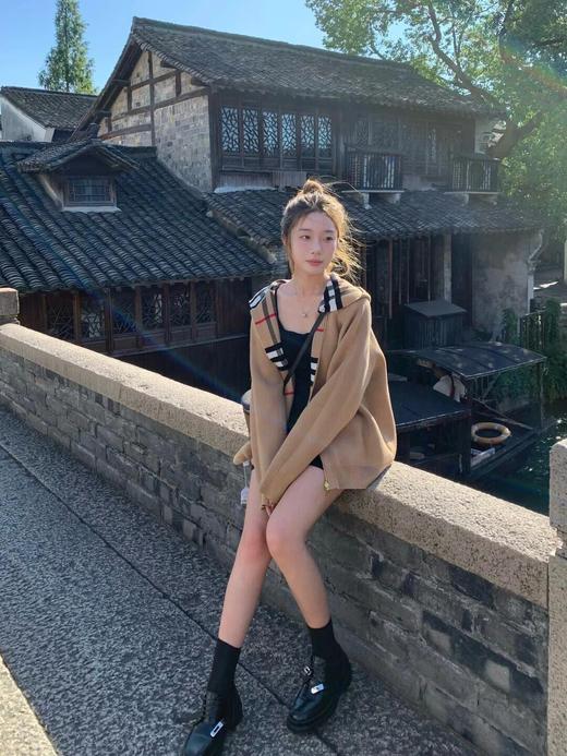 巴宝莉 24Fw早秋新款 双面穿格纹拉链针织连帽开衫 正反都可以穿哦（SS)AA483 商品图8