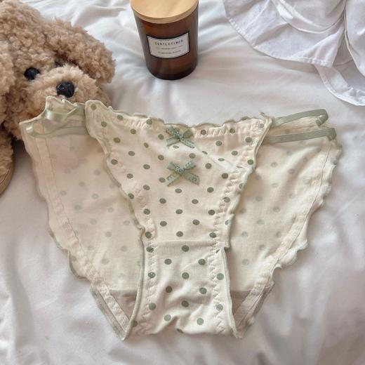 【3条装❗奶油波点蝴蝶结内裤】俏皮撞色很减龄，狠狠戳中我的少女心啦，360度无死角贴合高弹，透气不闷热吸湿干爽，内裤甜美可爱蝴蝶结木耳边三角内裤女QQ 商品图8