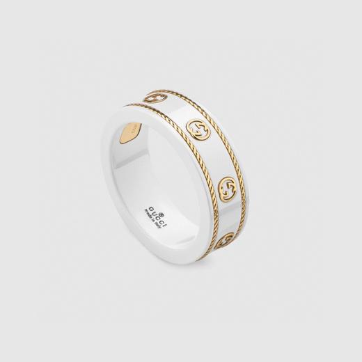 古驰 黑自古奇陶瓷金花纹戒指 情侣款（XTY） 商品图1