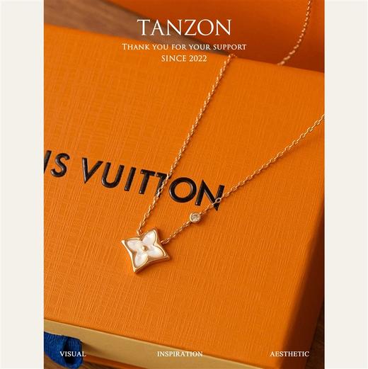 驴家老花白贝项链，925银镀厚金搭配一颗八心八箭高碳钻！（XTY） 商品图0