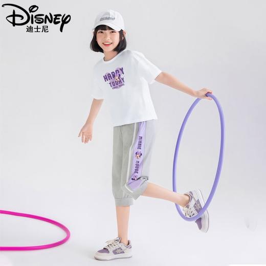 迪士尼女童七分裤套装夏季2025新款儿童短袖两件套洋气女大童夏装 商品图3