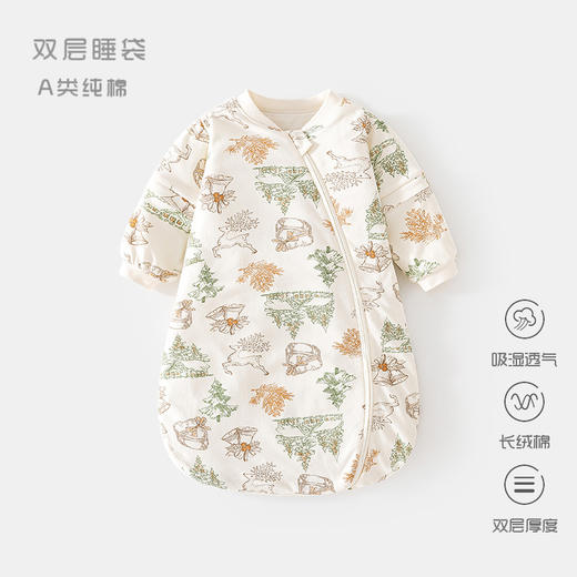 【双层厚度，舒适保暖~】婴儿双层睡袋春秋纯棉 宝宝U型儿童睡衣 新生儿拉链式 多功能防踢被-QQ 商品图4