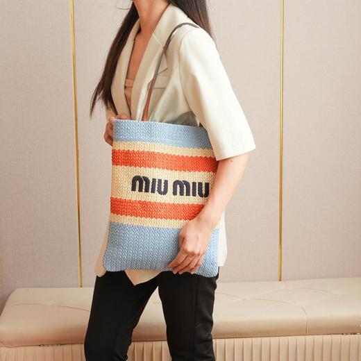 缪缪 刺绣帆布托特包（MM) 商品图9