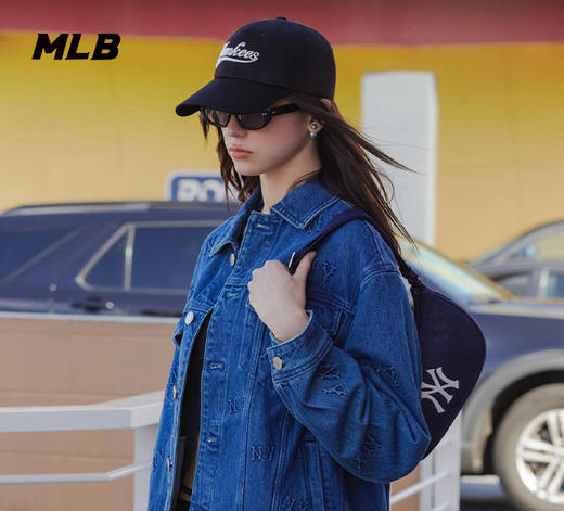【S/M/L断码服】【微瑕，如无货做退款处理】MLB男女情侣休闲复古老花系列水洗牛仔外套24春季新款3ADKM0341 商品图2
