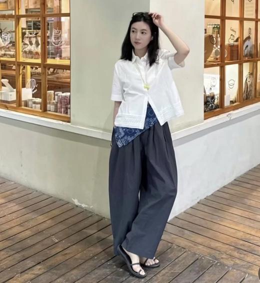 重磅推荐！近江晒抽绳奶奶裤  白色阔腿裤  日本面料纸感超轻盈 商品图1