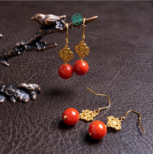 DS925南红耳坠-圆珠耳勾约9mm+ 商品图0