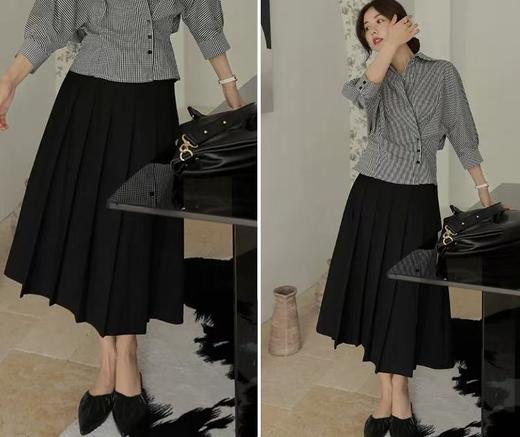 【诗铭洛可】XC7527压褶半裙后松紧腰高级感A字裙B7-3 商品图1