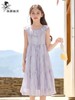 【孩提精灵】1097 紫色清新花朵童连衣裙-喜出 商品缩略图1