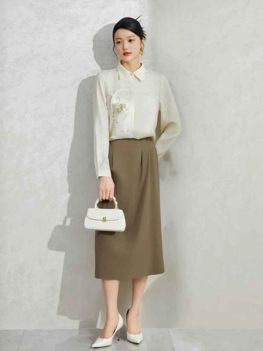 【诗铭洛可】W616半裙侧边松紧腰后开叉设计裙B8-1 商品图0