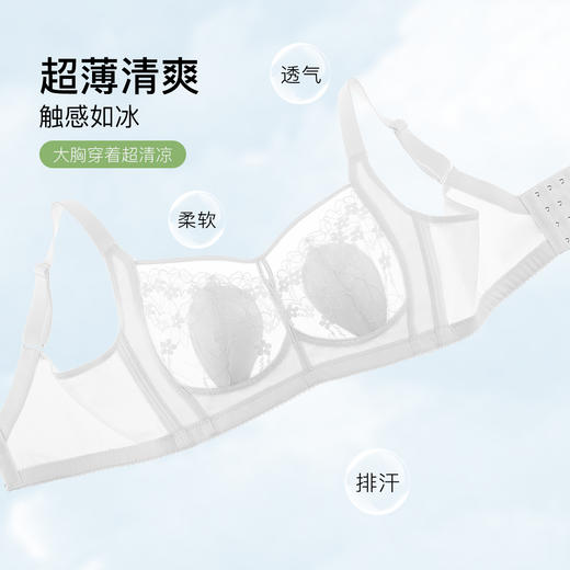 【超薄透气大胸显小】全罩杯夏季薄款调整型内衣收副乳镂空文胸美人香草A 商品图1