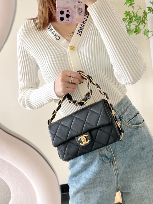 香奈儿 24K 秋冬系列 双C粗链口盖包 中号♥黑色(LZ) 商品图7