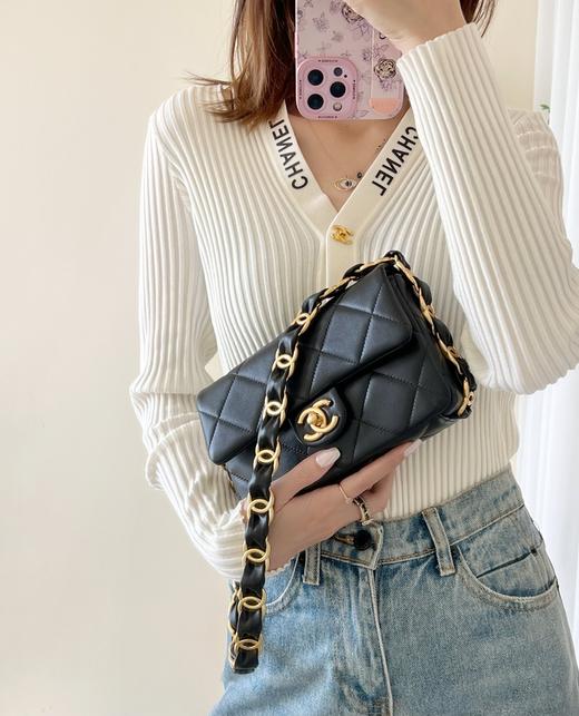香奈儿 24K 秋冬系列 双C粗链口盖包 中号♥黑色(LZ) 商品图6