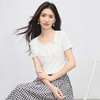 【07/30新品6.5折】熙世界荷叶边斜领白色t恤女短袖2025夏季新款时尚设计感正肩上衣 商品缩略图1