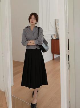 【诗铭洛可】XC7527压褶半裙后松紧腰高级感A字裙B7-3