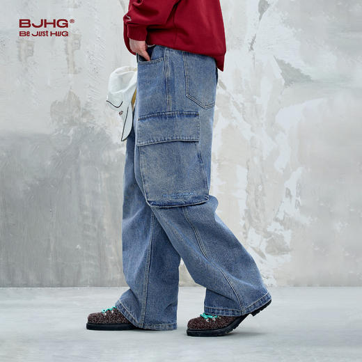 BJHG不计后果美式牛仔裤男款秋季潮牌2025新款宽松直筒休闲裤子女 商品图2