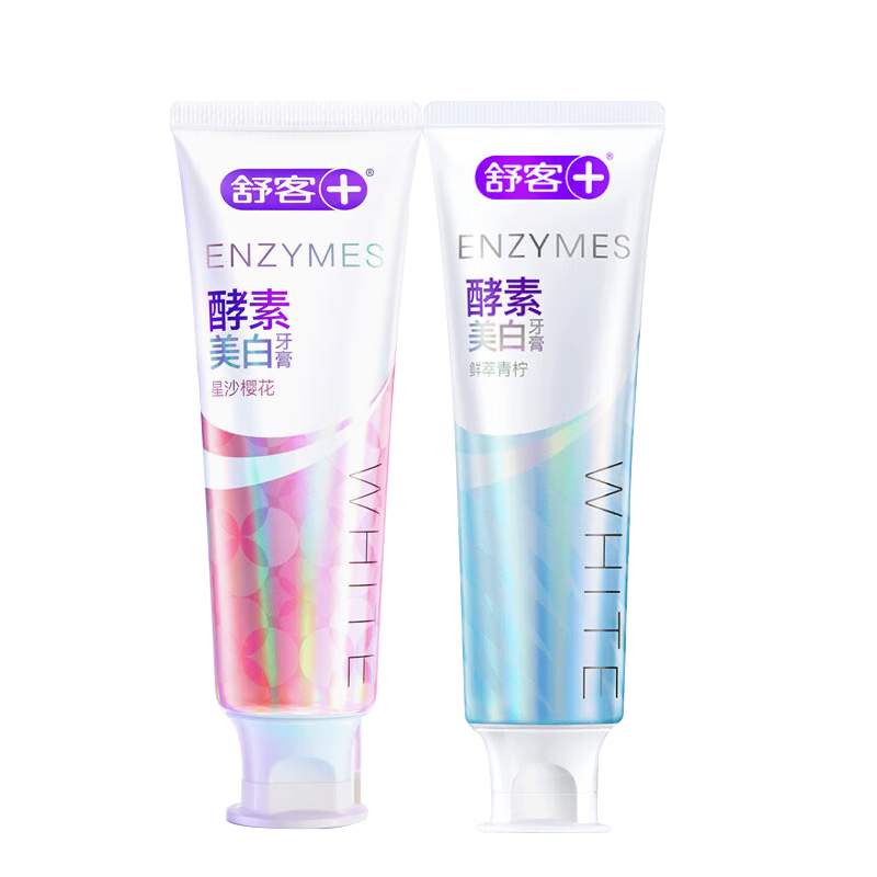 舒客 精研亮白酵素牙膏(漫舞樱花)120g+舒客精研亮白酵素牙膏(鲜萃青柠)120g SK0014
