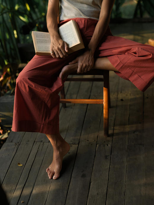 Jai  杏红色/松柏绿瘦版池塘裤 商品图1