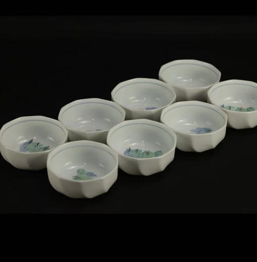彩绘骨瓷茶碗钵八件 商品图0