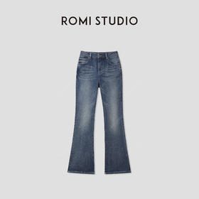 ROMI STUDIO“复古丹宁”斜纹棉质洗水做旧微喇牛仔裤 RWCSXM2390