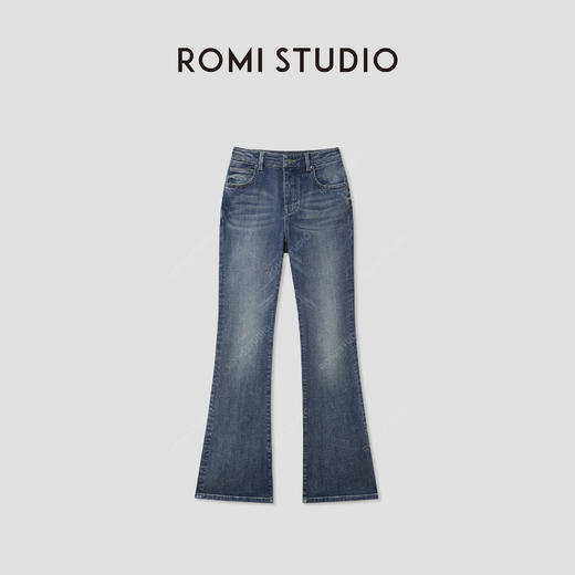 ROMI STUDIO“复古丹宁”斜纹棉质洗水做旧微喇牛仔裤 RWCSXM2390 商品图0