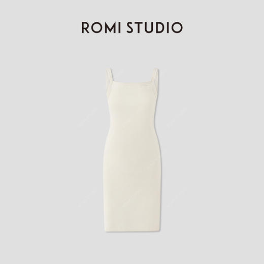 ROMI STUDIO“简约优雅”棉质多色高弹力方领吊带连衣裙 RWCSST2516 商品图1