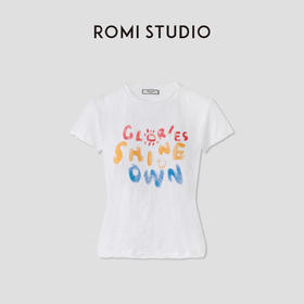 ROMI STUDIO“童趣系列”撞色涂鸦印花竹节棉圆领短袖T恤RWCRSY4475【发货时间25-30天】