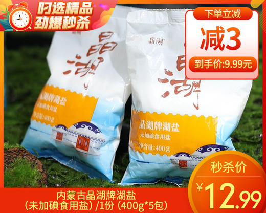 【叼鲜蔬】内蒙古晶湖牌湖盐（未加碘食用盐）/1份（400g*5包）生产日期：25年3月 商品图0