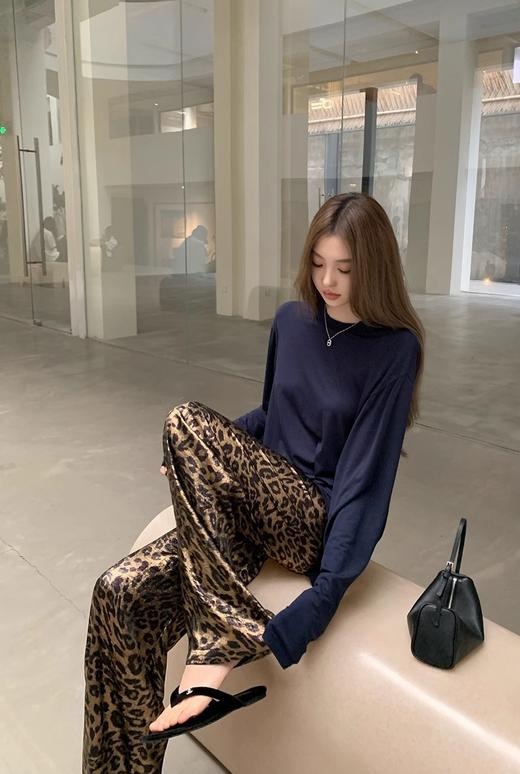 小众摩登烫金美式复古小猎豹直筒空气裤 商品图2