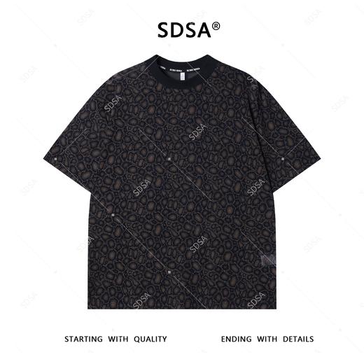 T4089夏季高级感新款男士潮牌细闪蟒纹设计短袖T恤休闲透气圆领上衣 商品图1