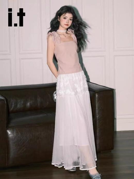 七夕福利-NO退微脏样衣【半裙系列】6811法式立体花朵网纱半裙-喜出 商品图5