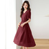 时尚V领修身系带收腰，透气飘逸天丝短袖连衣裙HR-ZYQ2579 商品缩略图3