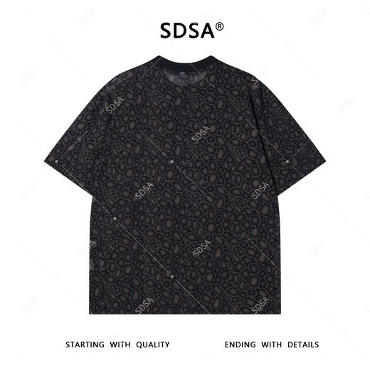 T4089夏季高级感新款男士潮牌细闪蟒纹设计短袖T恤休闲透气圆领上衣 商品图3