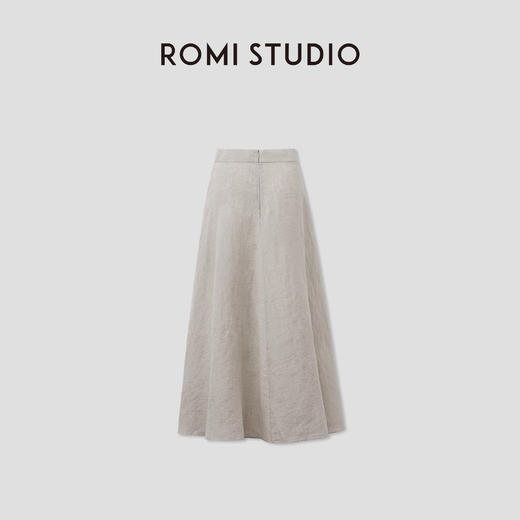 ROMI STUDIO“质感亚麻”100%进口雨露麻轻薄长款半身裙 RWCRX42461 商品图1