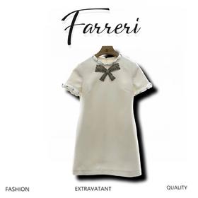 ♥V家♥2025新品上架      蝴蝶结水钻短袖连衣裙