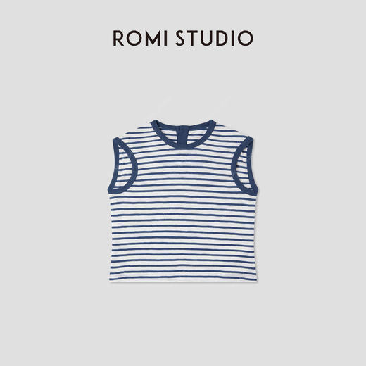 ROMI STUDIO“美式复古”做旧洗水复古印花撞色无袖背心 RWCRSY4555 商品图0