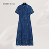 【赫尔温】赫尔温设计款靛蓝纹时尚收腰显瘦连衣裙DHZCY50950 商品缩略图0